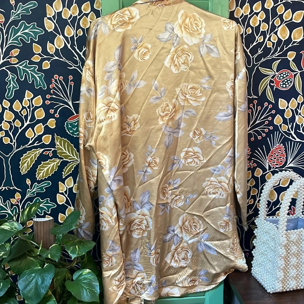 Victoria's Secret Vintage Floral Button Down Silky Sleep Shirt